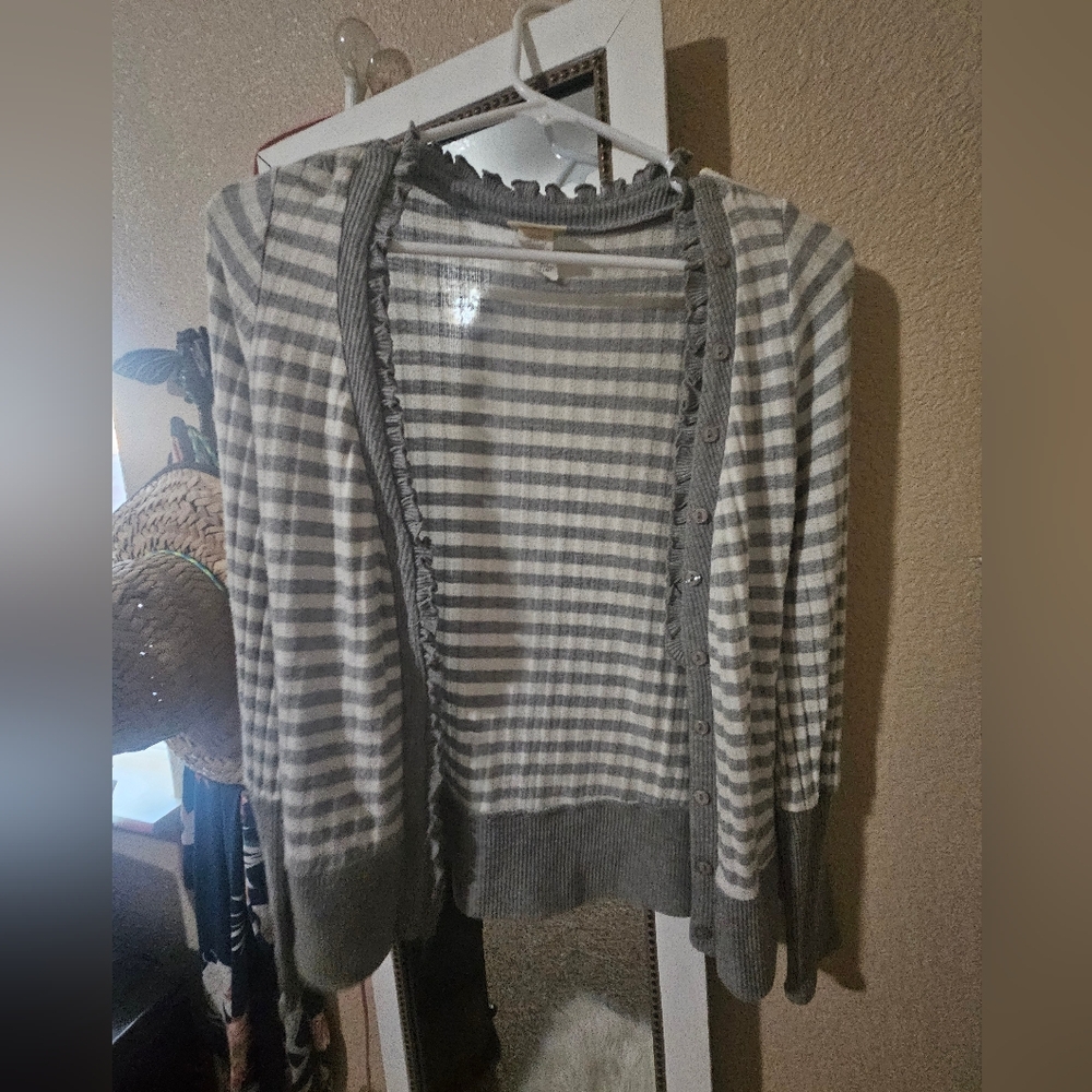 Pretty Good Gray Striped Women's Sweater